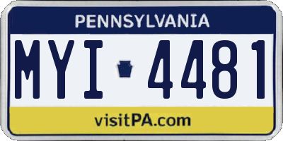 PA license plate MYI4481