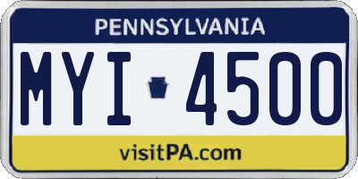 PA license plate MYI4500