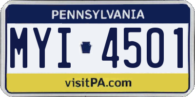 PA license plate MYI4501