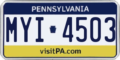 PA license plate MYI4503
