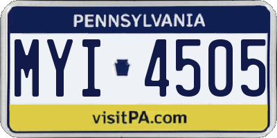 PA license plate MYI4505