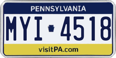 PA license plate MYI4518
