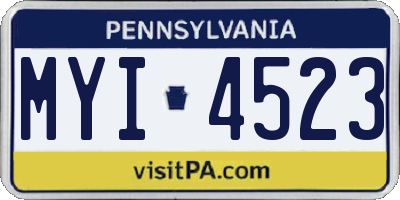 PA license plate MYI4523