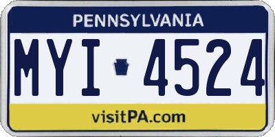 PA license plate MYI4524