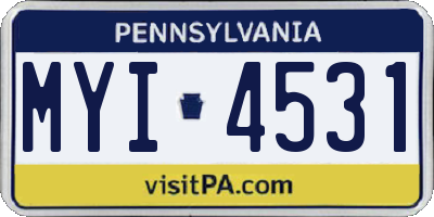 PA license plate MYI4531
