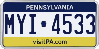 PA license plate MYI4533