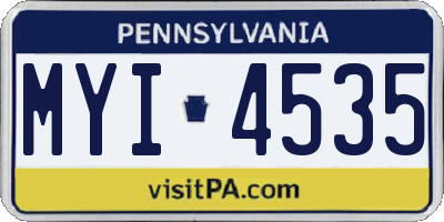 PA license plate MYI4535