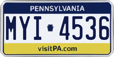PA license plate MYI4536