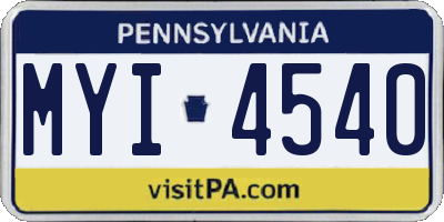 PA license plate MYI4540