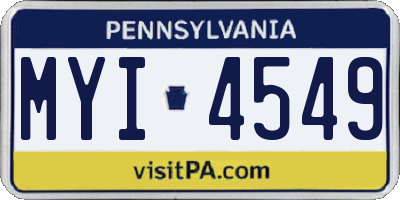 PA license plate MYI4549