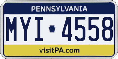 PA license plate MYI4558