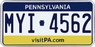 PA license plate MYI4562