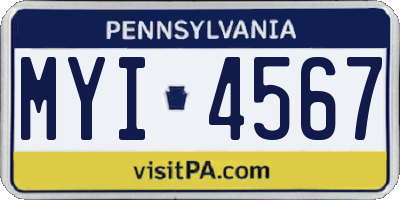 PA license plate MYI4567