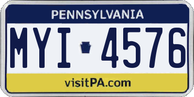 PA license plate MYI4576