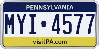 PA license plate MYI4577