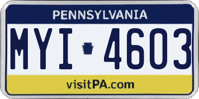 PA license plate MYI4603