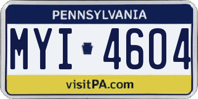 PA license plate MYI4604