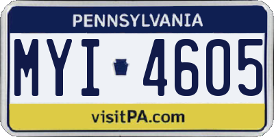 PA license plate MYI4605