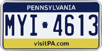 PA license plate MYI4613