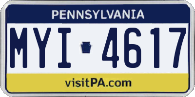 PA license plate MYI4617