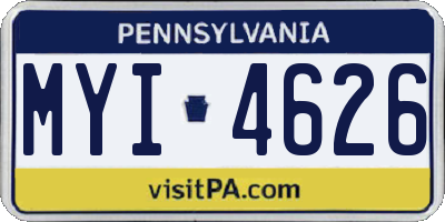 PA license plate MYI4626
