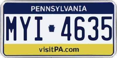 PA license plate MYI4635