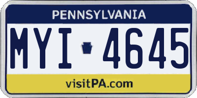 PA license plate MYI4645