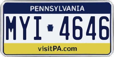 PA license plate MYI4646