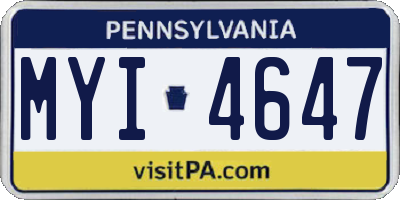 PA license plate MYI4647