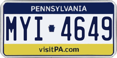 PA license plate MYI4649