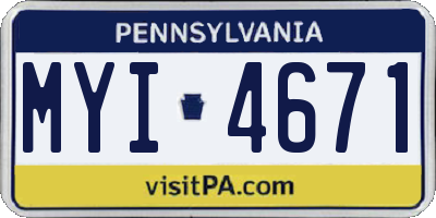 PA license plate MYI4671