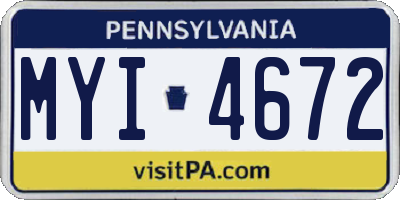 PA license plate MYI4672
