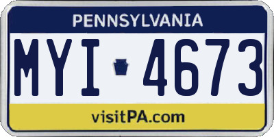 PA license plate MYI4673