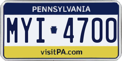 PA license plate MYI4700