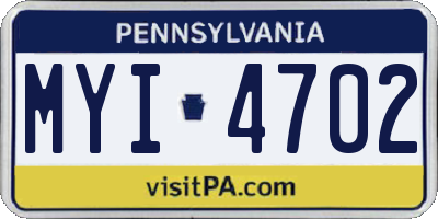 PA license plate MYI4702