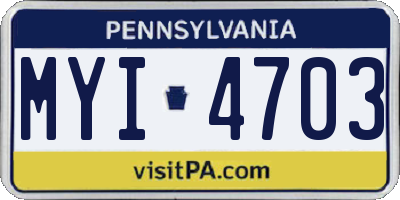 PA license plate MYI4703