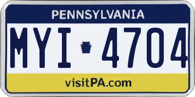 PA license plate MYI4704