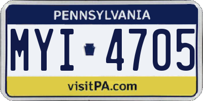 PA license plate MYI4705