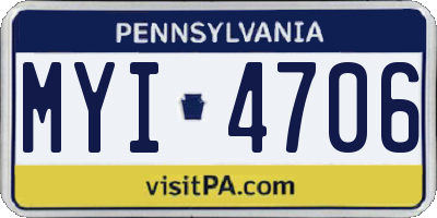 PA license plate MYI4706