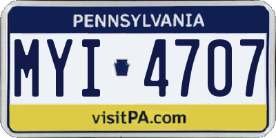 PA license plate MYI4707