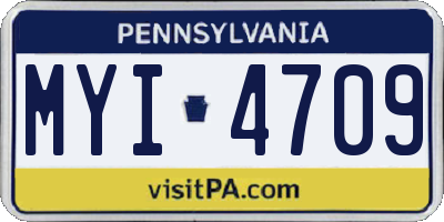 PA license plate MYI4709