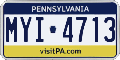 PA license plate MYI4713