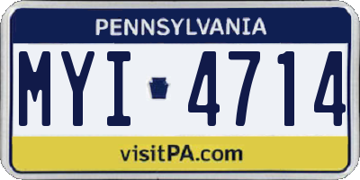 PA license plate MYI4714
