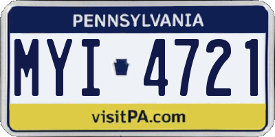 PA license plate MYI4721