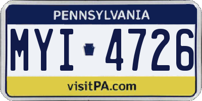 PA license plate MYI4726