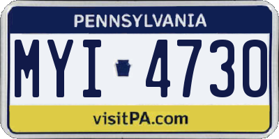 PA license plate MYI4730