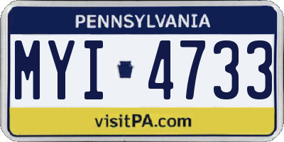 PA license plate MYI4733
