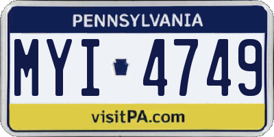 PA license plate MYI4749