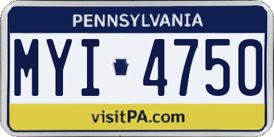 PA license plate MYI4750
