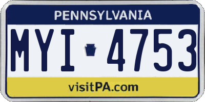 PA license plate MYI4753